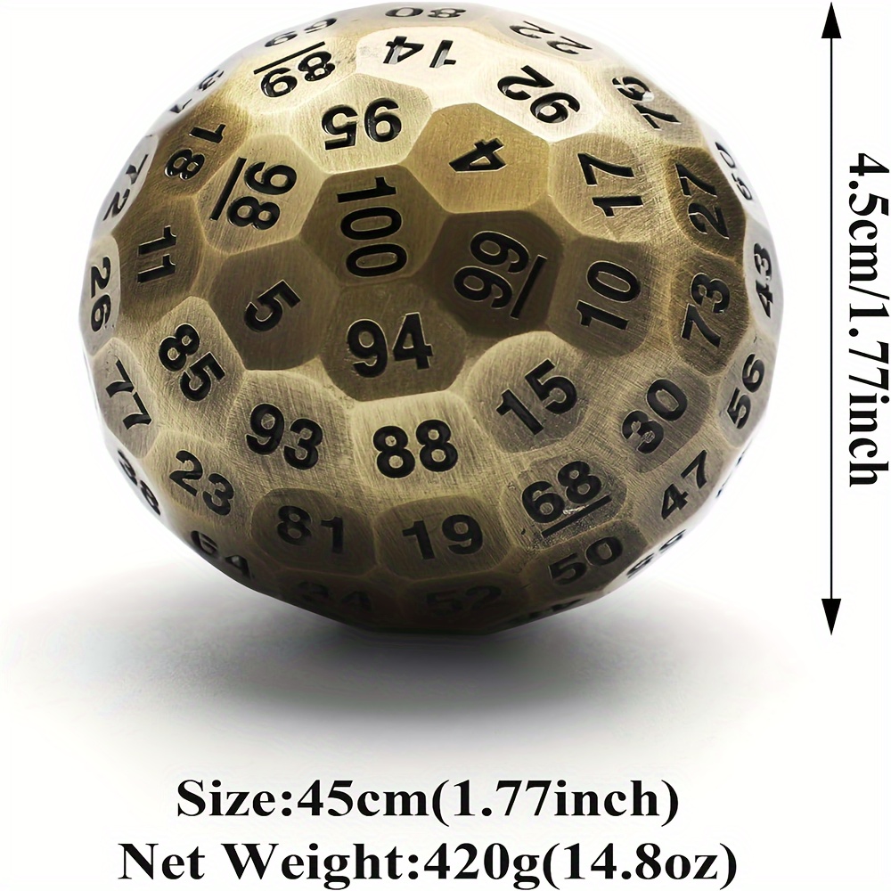 Solid D100 Metal Dice for Tabletop RPGs